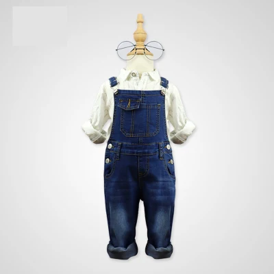 Hochwertige Unisex-Overalls aus Denim in voller Länge für Kinder mit geradem Bein für Babys und Jungen